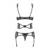 Obsessive Frivolla - set intimo piccante in pizzo - 4 pezzi (nero)