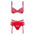 Set di Intimo Floreale Obsessive Heartina con Decorazione a Cuore (Rosso) 