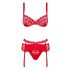 Set di Intimo Floreale Obsessive Heartina con Decorazione a Cuore (Rosso)  - L/XL