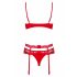 Set di Intimo Floreale Obsessive Heartina con Decorazione a Cuore (Rosso)  - L/XL