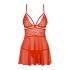 Babydoll Sensuale con Pizzo Piccante e Perizoma (Rosso) 