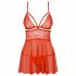 Babydoll Sensuale con Pizzo Piccante e Perizoma (Rosso) 