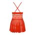 Babydoll Sensuale con Pizzo Piccante e Perizoma (Rosso)  - XXL