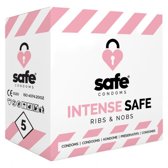 Preservativi SAFE Intense - profilati e punteggiati (confezione da 5) 