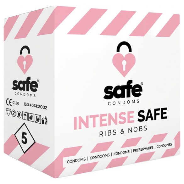 Preservativi SAFE Intense - profilati e punteggiati (confezione da 5) 