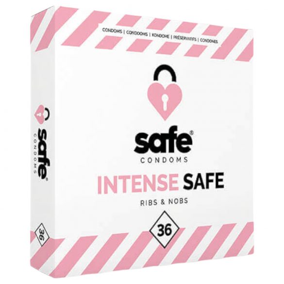 Preservativi SAFE Intense con Rilievi e Punti Stimolanti (36 pezzi) 