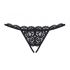 Tanga in Pizzo Aperto con Fiocchetti Decorativi Obsessive 831-THC-1 (Nero)  - L/XL