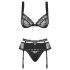 Set Intimo Heartina Floreale con Decorazione a Cuore (nero) 