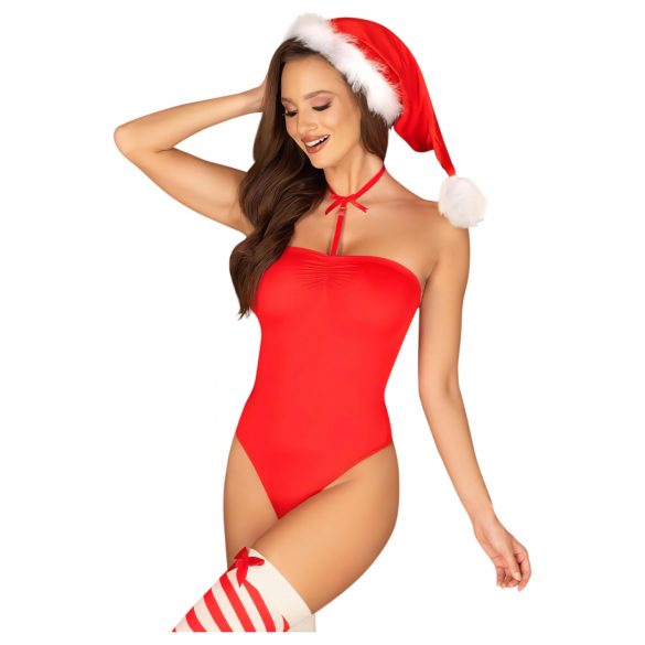 Obsessive Kissmas - body set con collo allacciato (rosso)