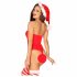 Set Costume da Babbo Natale Sexy con Body Rosso e Accessori 