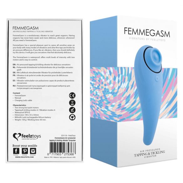 FEELZTOYS Femmegasm - Vibratore stimolatore clitorideo e vaginale ricaricabile impermeabile (blu) 