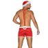 Costume Sexy di Babbo Natale per Uomini - Set di Travestimento Composto da Boxer e Cappello (2 pezzi) - Rosso  - L/XL