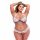 Set Intimo Plus Size con Reggiseno in Pizzo Floreale e Perizoma Aperto Sul Retro 