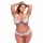 Set Intimo Plus Size con Reggiseno in Pizzo Floreale e Perizoma Aperto Sul Retro 