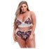 Baci Plus Size - set di reggiseno fiorito in pizzo, a vita alta