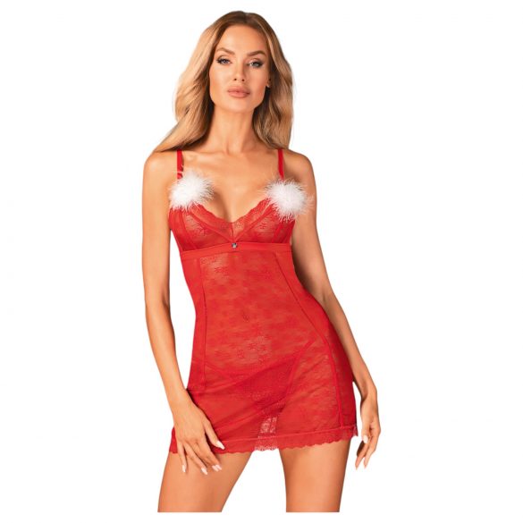 Obsessive Claussica - babydoll e perizoma rosso passionale - XL/XXL